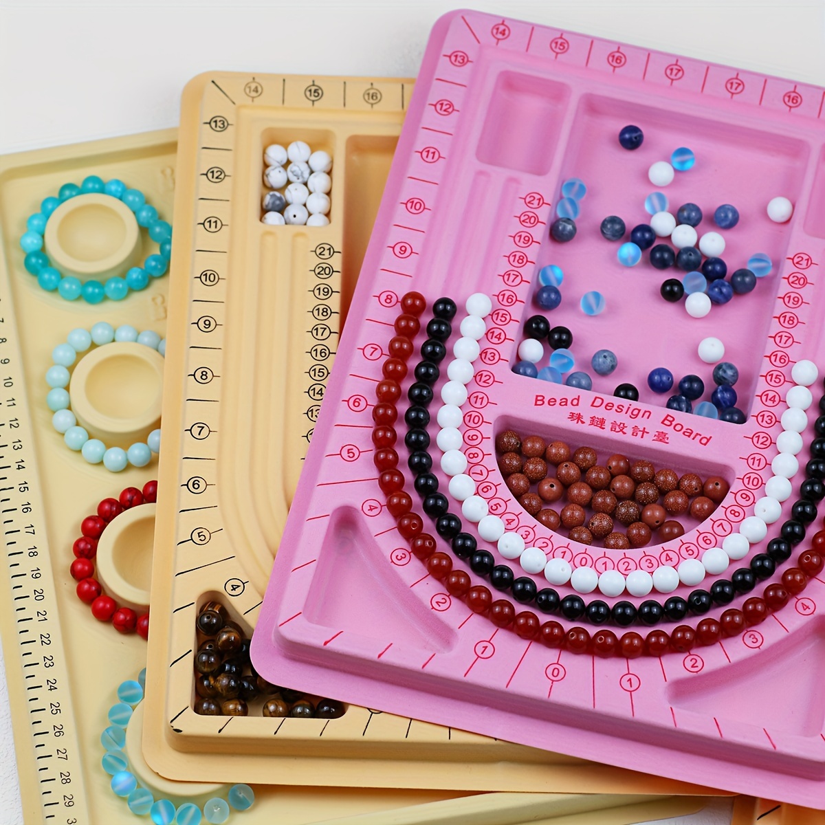 LANKIN Pink Bead Boards for Jewelry Making,Flocked Beading Board,Jewelry  Design Bead Tray,DIY Bead Design Board for Necklaces,Bracelets,Jewelry  Making