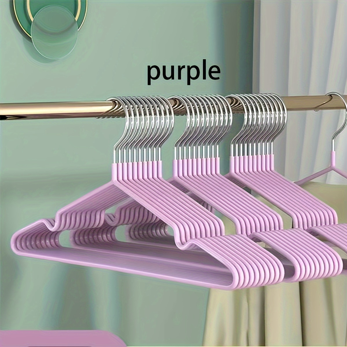 10pcs Clothes Hanger Non-Slip Drying No Trace Plastic Hanger for Home Use  Purple 