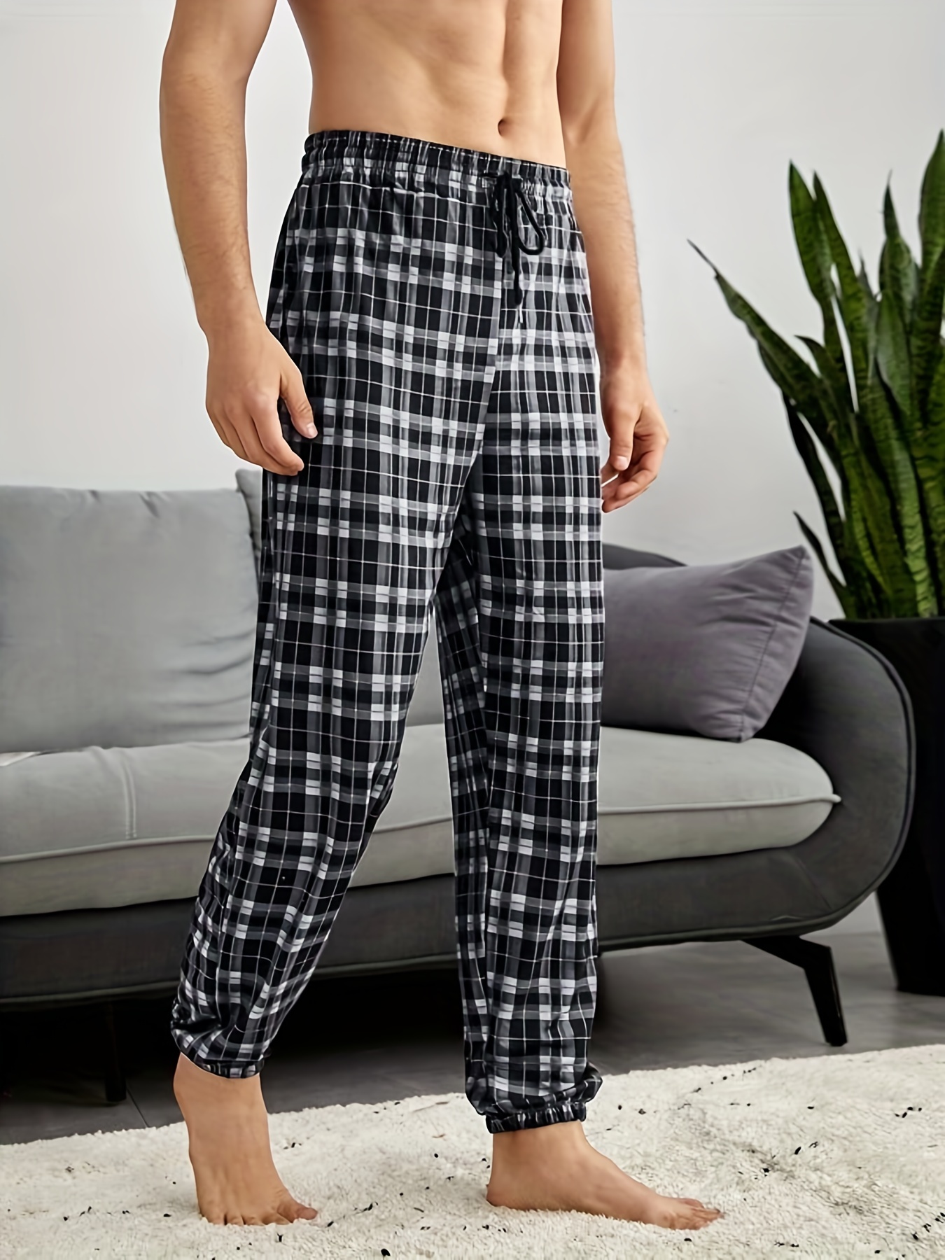 Green Checkered Print Comfortable Soft Lounge Pajama Pants