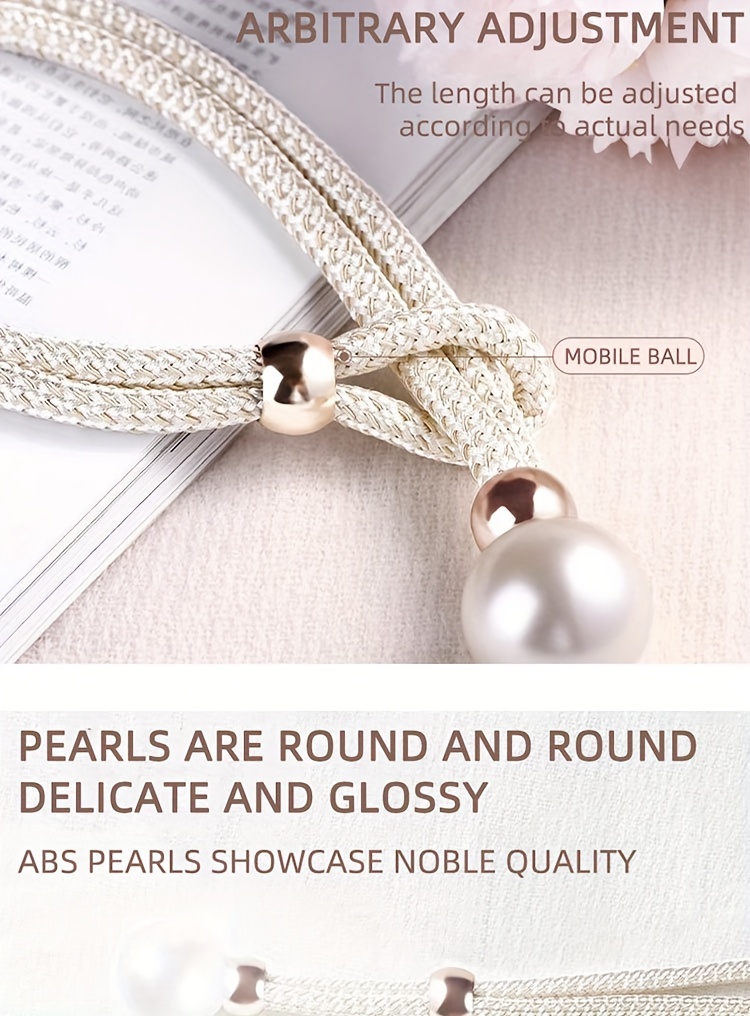 2pcs french curtain tiebacks with   pearl decorations convenient drape tiebacks decorative curtain holdbacks holder curtain tiebacks for window draperies curtain ties for home bedroom office decor details 4