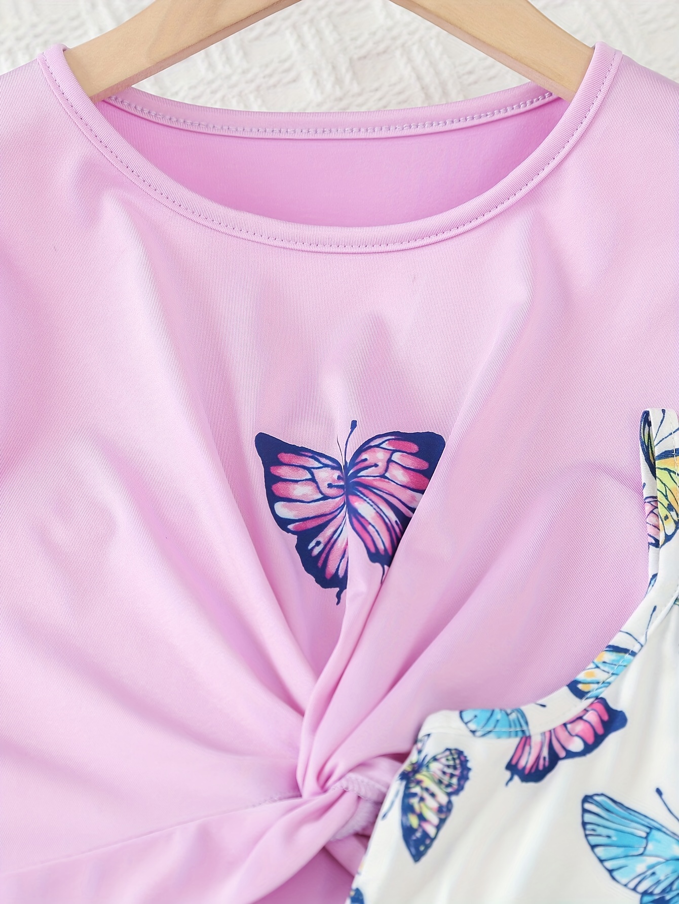 Girl's Butterfly Pattern Outfit Set for Summer