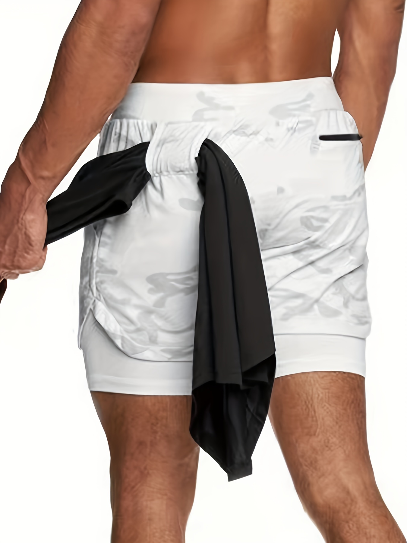 Quick-Dry, Breathable, Stretchy Men'S Casual Shorts - Five-Point Basketball Design, Adjustable Drawstring Waist, Geometric Pattern, Ideal for Running, Fitness & Sports, Casual Athletic Wear|Adjustable Drawstring Shorts|Stretchy Fabric
