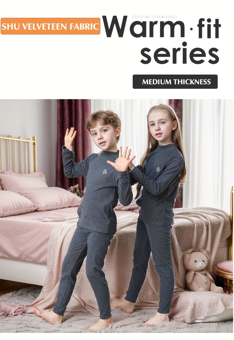 KAHAN Kids Thermal Underwear Sets Velvet Fabric Boys and Girls