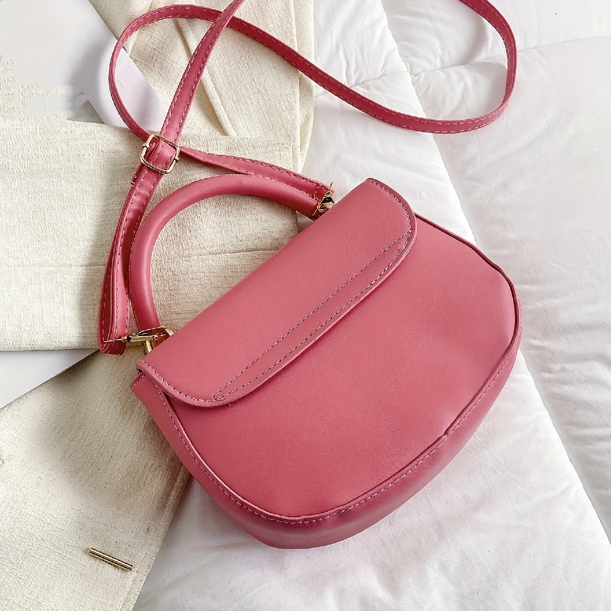 Flap Shoulder Bag Solid Crossbody Top Handle Handbag