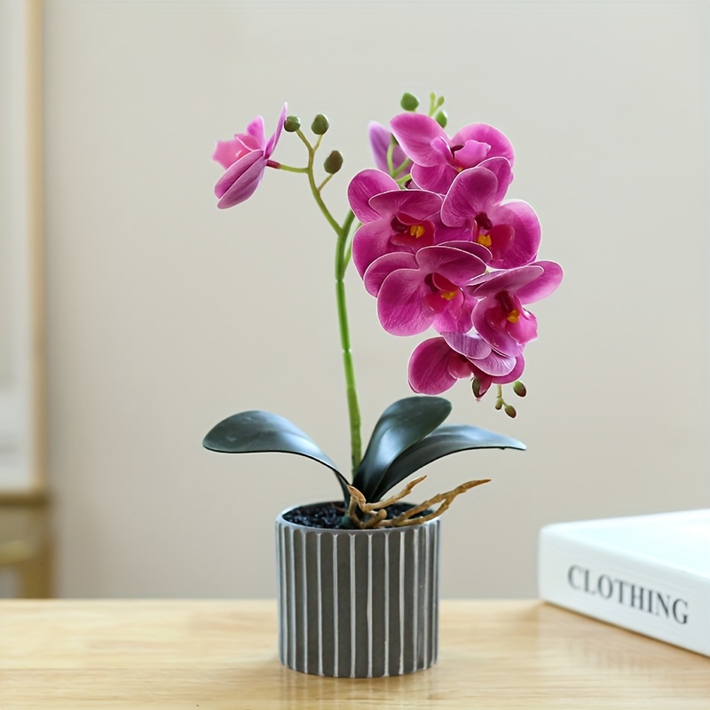 

1pc, Artificial Potted Phalaenopsis, Fake Plants Bonsai Flowers, Faux Plants Indoor For Dinner Table And Office Desk, Home Decor, Room Decor, Wedding Decoration