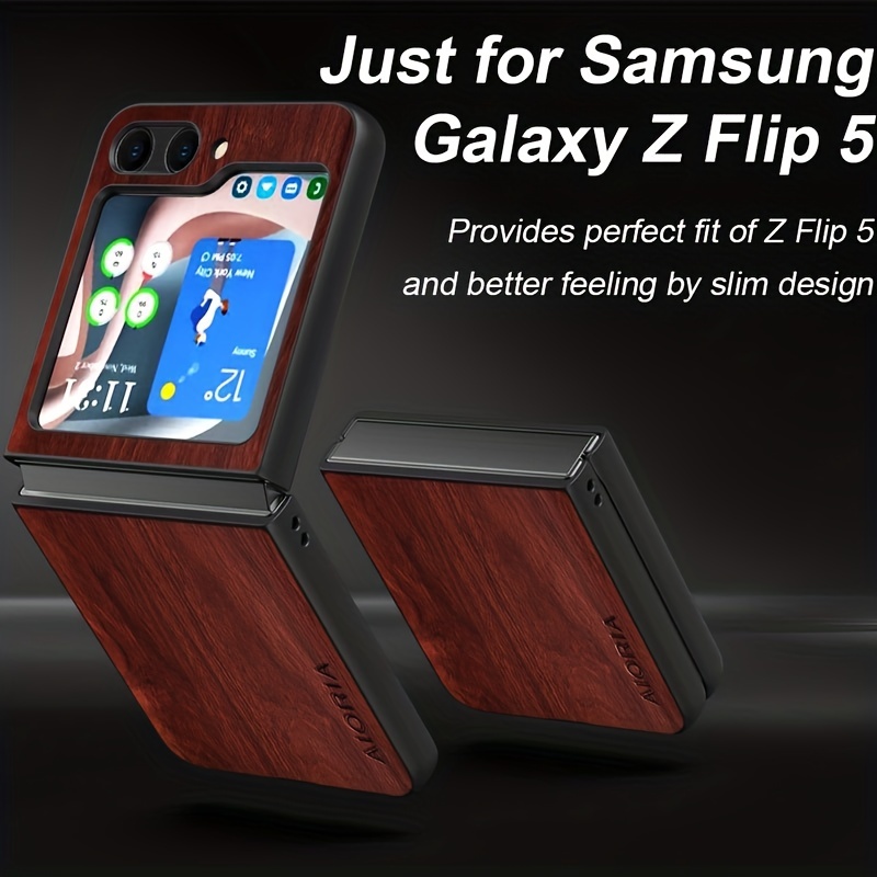 Z Flip 5 Case,Samsung Z Flip 5 Premium Leather Case,Galaxy Z Flip 5 Genuine  Leather Cover Slim Phone Case, Hard Back PC Shockproof Protective Case for Samsung  Galaxy Z Flip5 5G