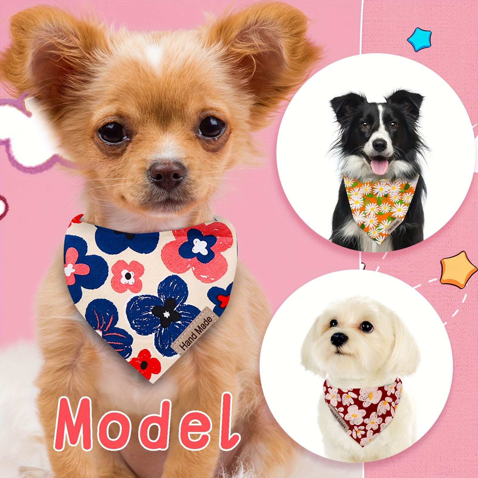 PET SHOW 50Pcs Paw Pattern Dog Bandanas Bulk Washable Puppy Girl