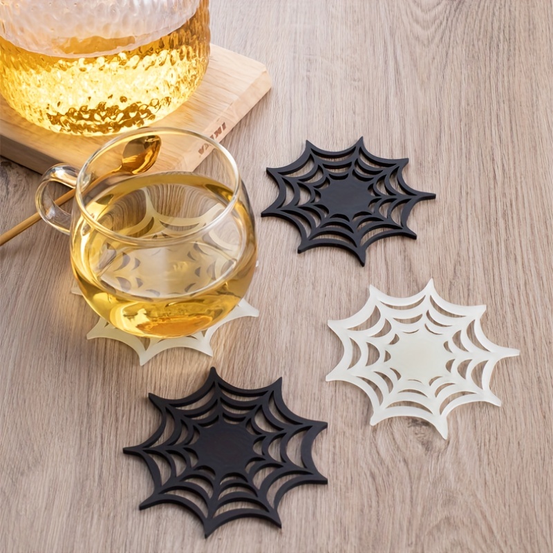 Halloween Spider Web Coasters Glow In Dark Decorative Table - Temu