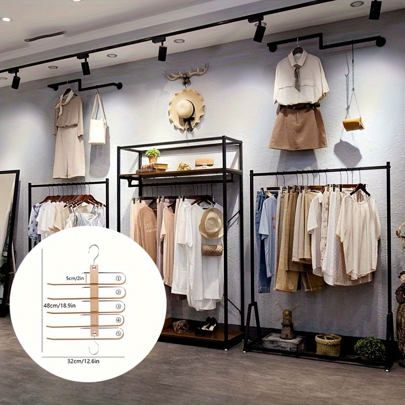 5 in 1 Folding Pants Hanger Solid Wood And Metal Pants Clip