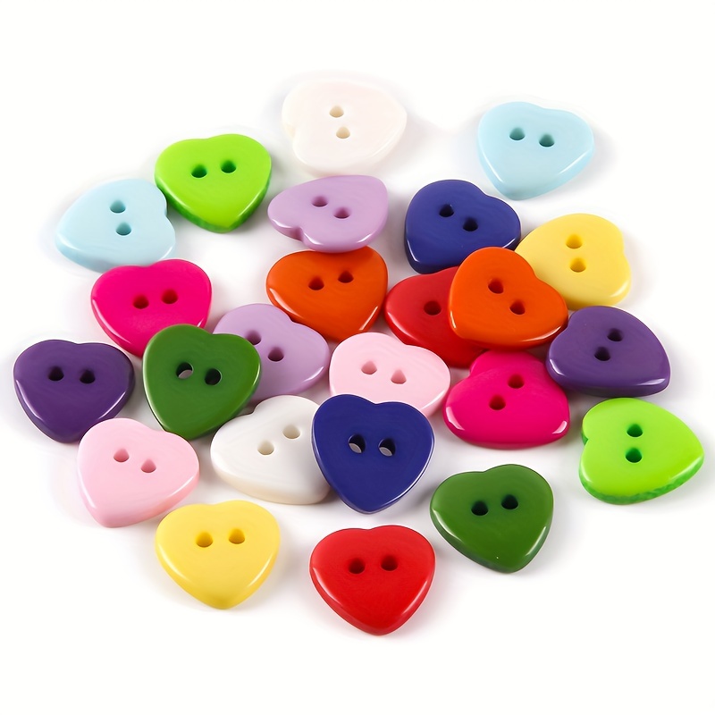 Resin Heart Shaped Buttons, Buttons 12mm Resin Heart