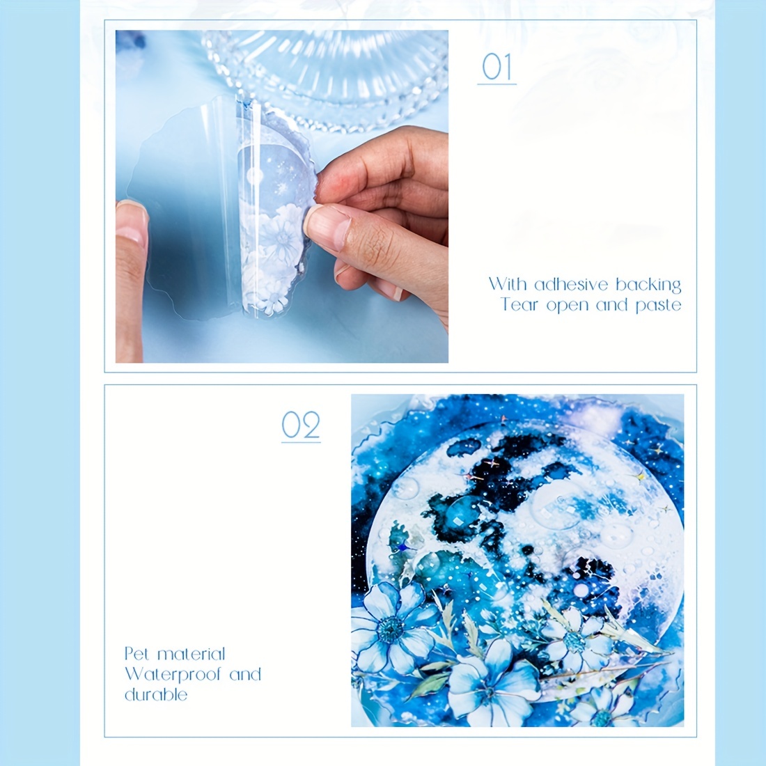 Pet Transparent Blue Flower Vinyl Stickers Decals Bulk - Temu