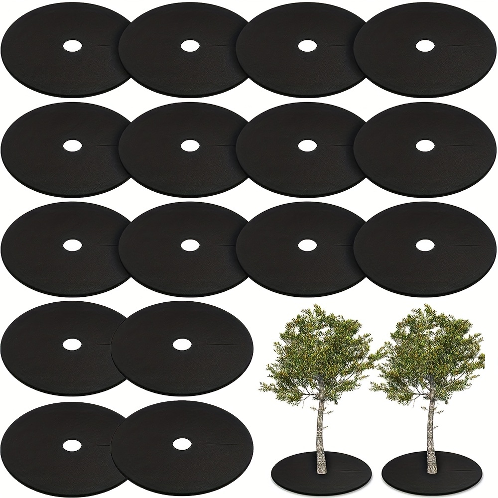

15 Packs, Non-woven Tree Mulch Ring - Degradable Tree Protector Mat, Reusable Tree Weed Barrier Mat For Weed Control Root Protection, Suitable For Indoor And Outdoor Use