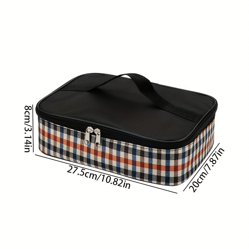 1pc Plaid Lunch Bag, Insulated Lunch Box Bag, Bento Bag, Portable Picnic Bag,  Thermal Cooler Tote Bag