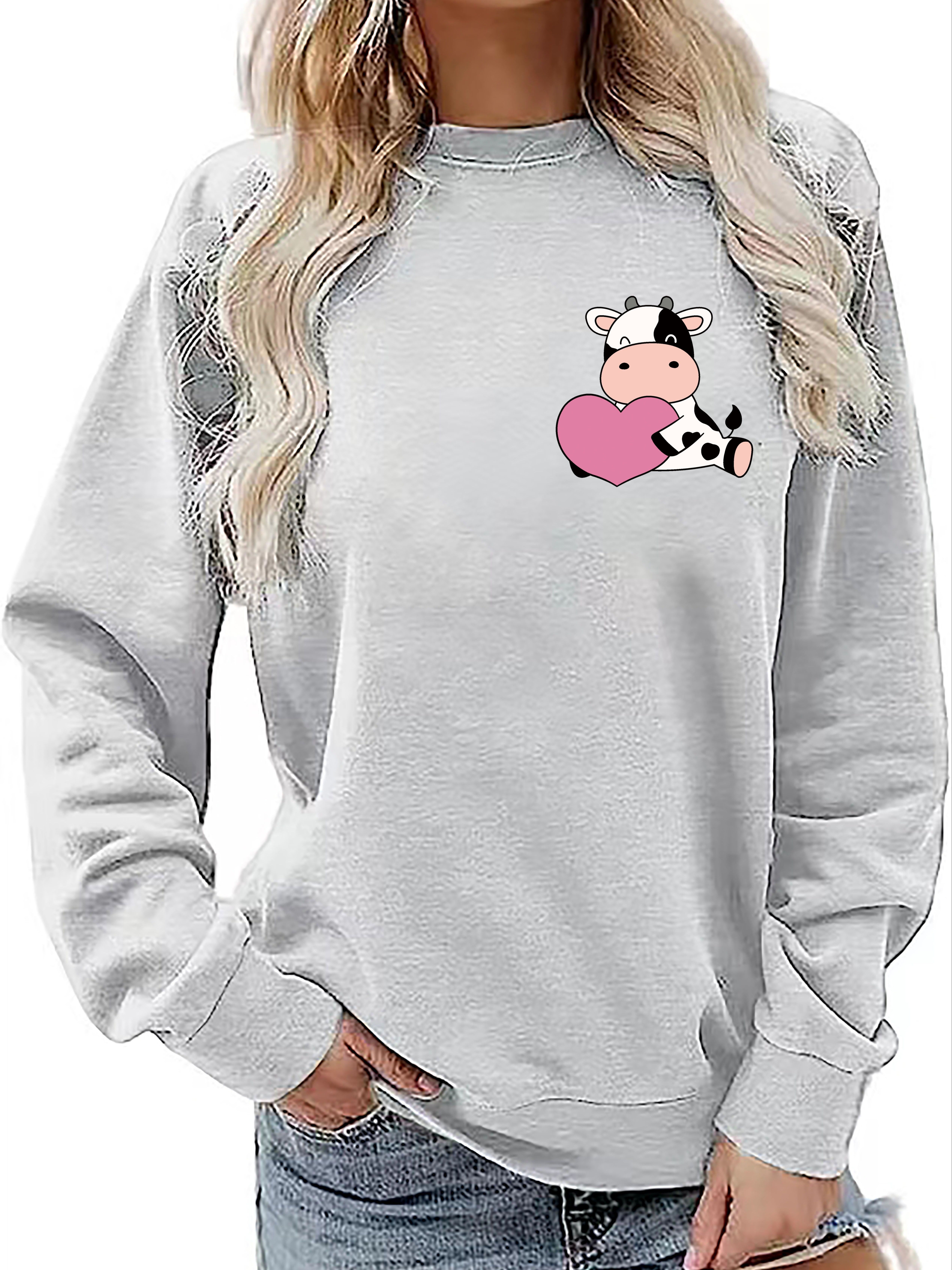 Heart Print Drop Shoulder Sweatshirt for Women