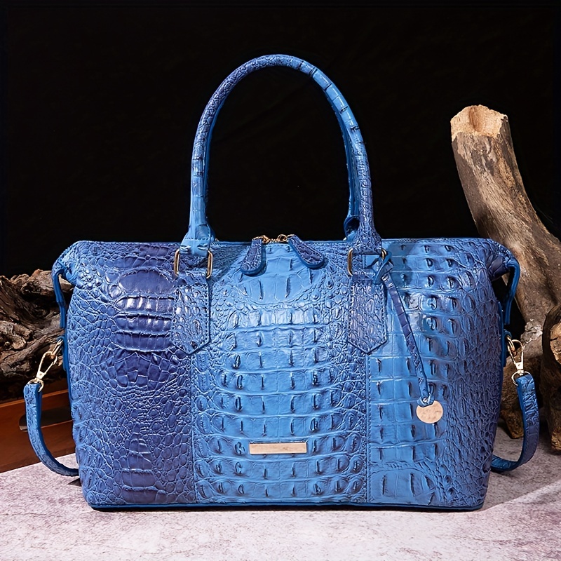 Crocodile Embossed Tote Bag Fashion Leather Satchel Purses Womens Travel  Boston Bag - Bags & Luggage - Temu Bahrain