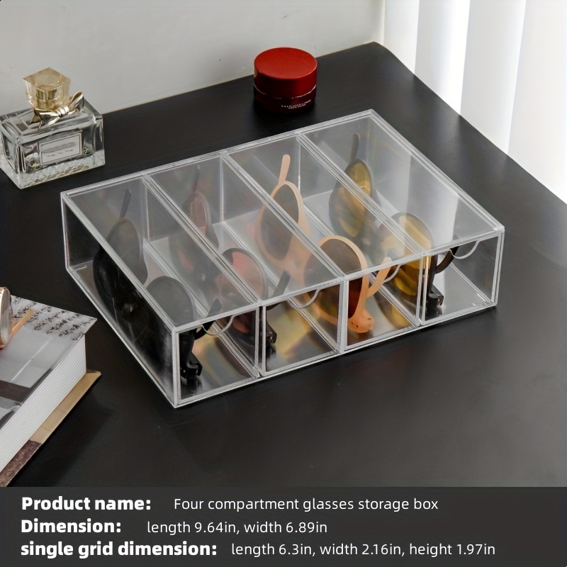 1pc Clear 4 Layers Glasses Storage Box, Large Capacity Cosmetic