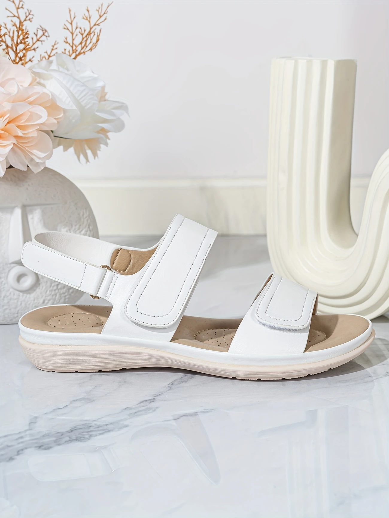 womens wedge solid color sandals ankle strap soft sole platform shoes non slip summer details 3