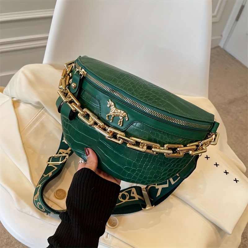 Vintage Crocodile Women Shoulder Bag Luxury Designer Wide Strap Crossbody  Bag Chain Sling Bag Pu Leather Ladies 3 Bag Set Wallet