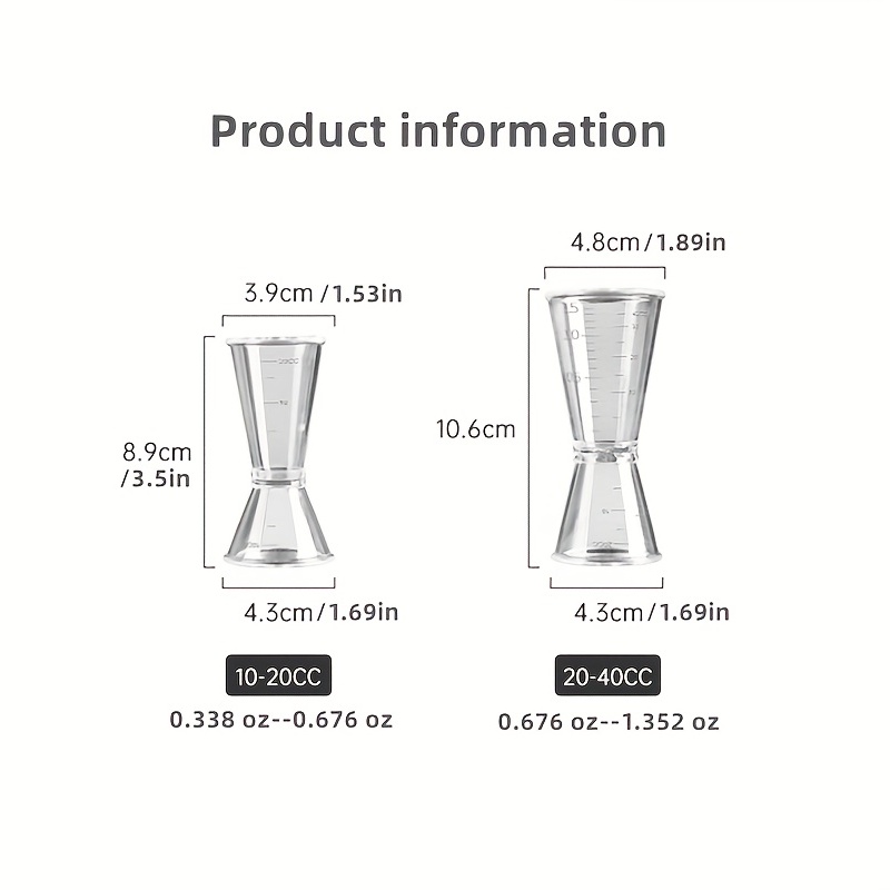 Jigger, Plastic Shot Measure Cocktail Jigger, Spirit Measure Cup