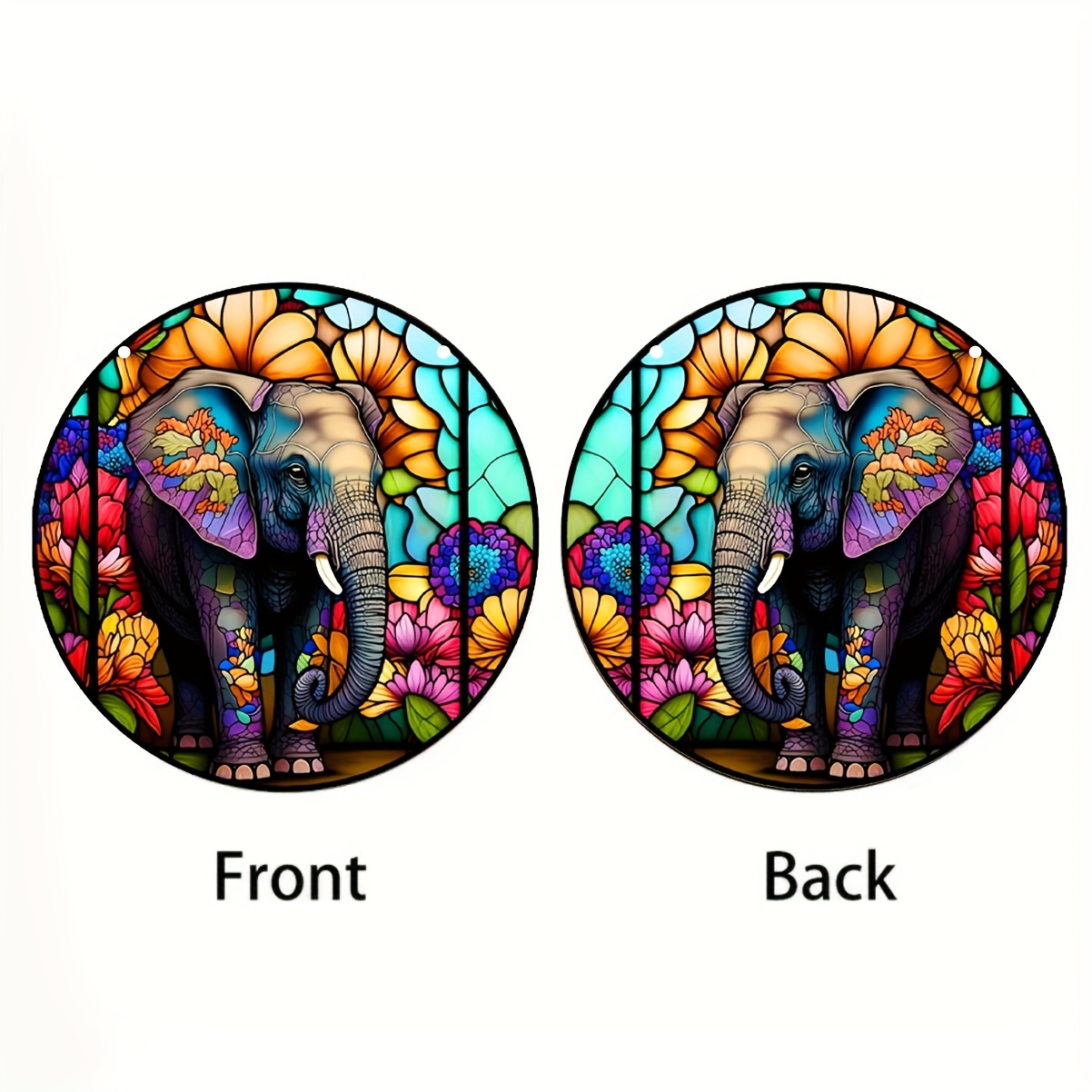 Colorful Elephant Double Side Painted Suncatcher Gift For Mom Friends