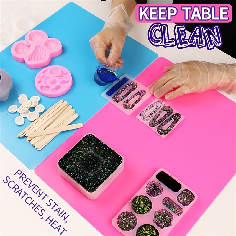 Silicone Art Mats for Kids, Silicone Craft Mat with Lip to Keep