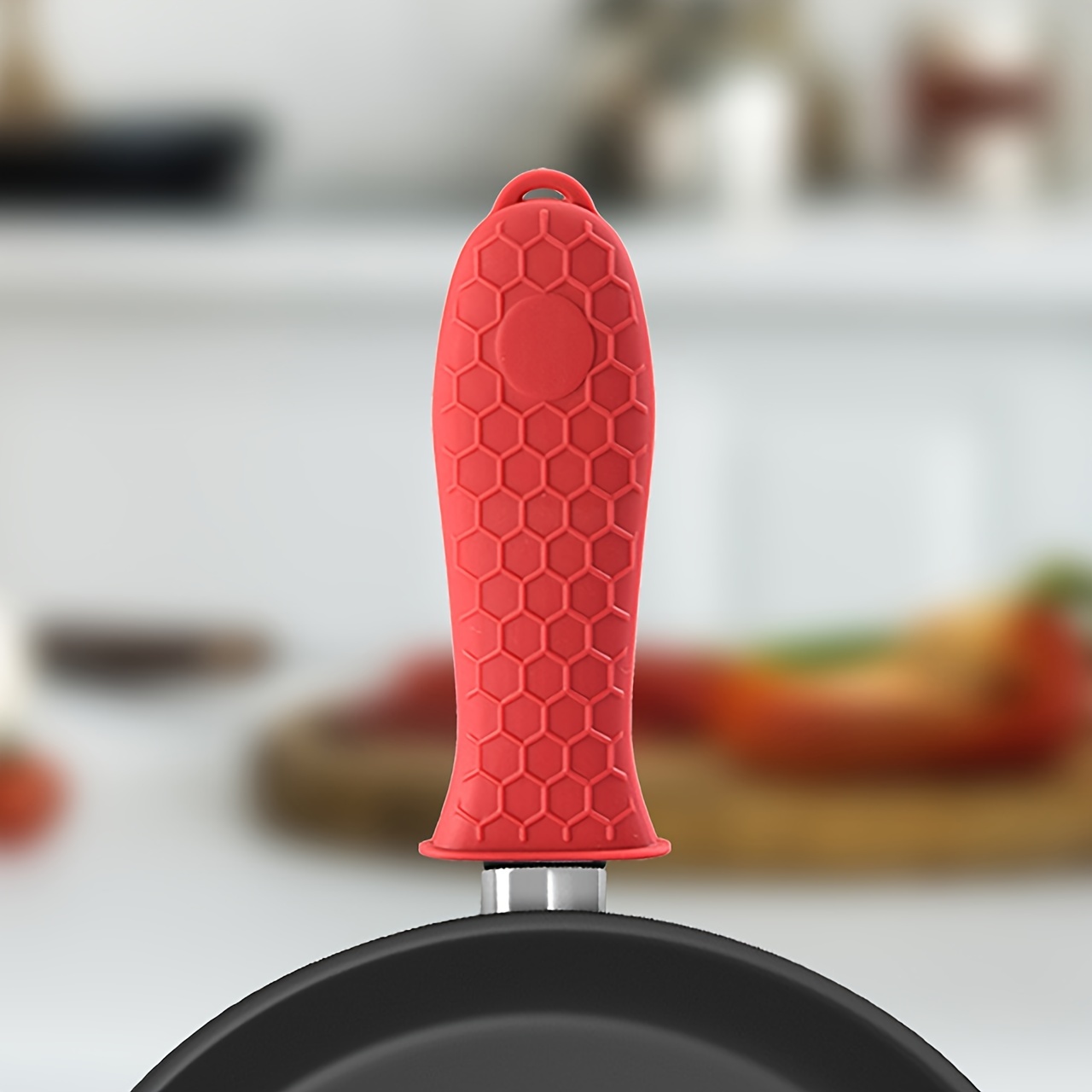 1pc Red Silicone Pot Handle Cover, Heat Resistant Anti-slip Cast Iron Pan  Handle Protector, For Kitchen