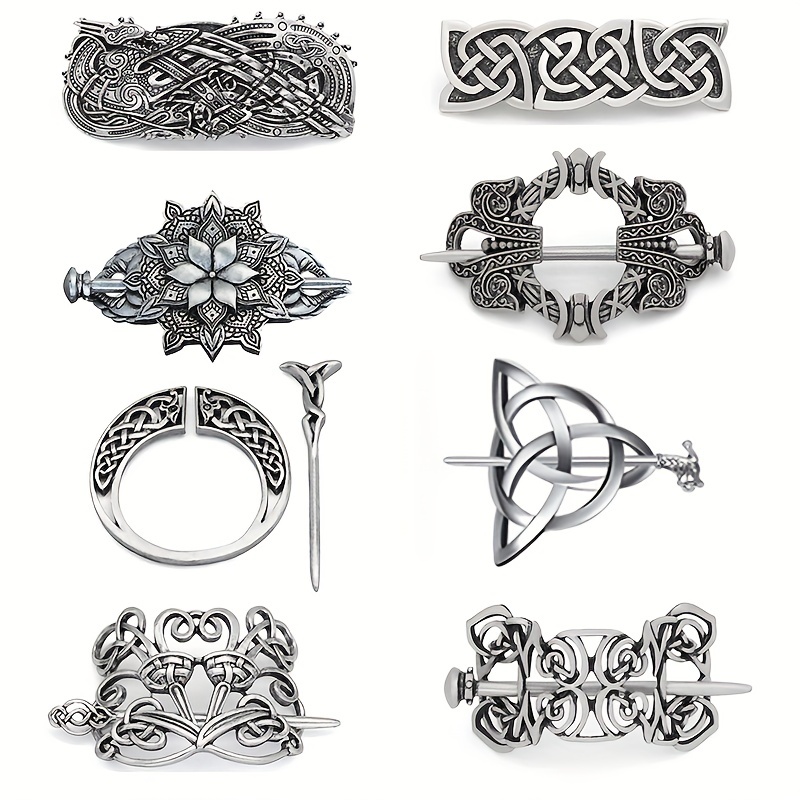 Viking Celtic Hair Clips Hairpin-Wiccan Hair Sticks Ladies Hair Accessories  Triangle Clips for Long Hair Slide Pin Irish Hairstick Celtic Knot Viking