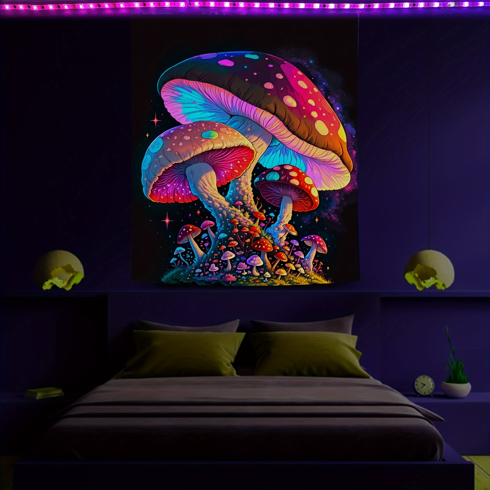 Psychedelic Rainbow Mushroom Art Ornament Hippie Gifts and