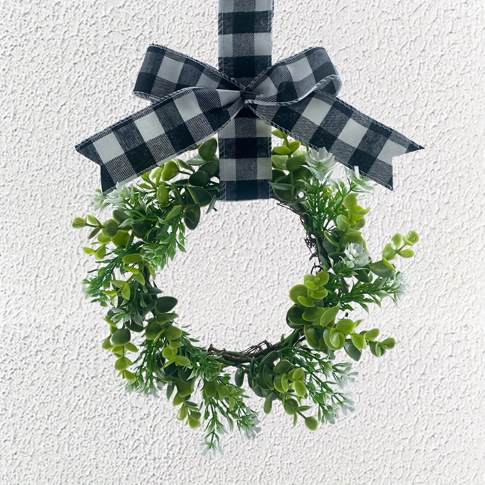 Artificial Mimosa Wreath Green Plant Hanging Leaf Wreath - Temu