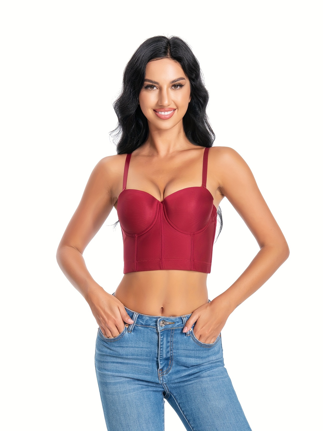 Adjustable Strap Cropped Corset Bra Top For Women Push Up Bra