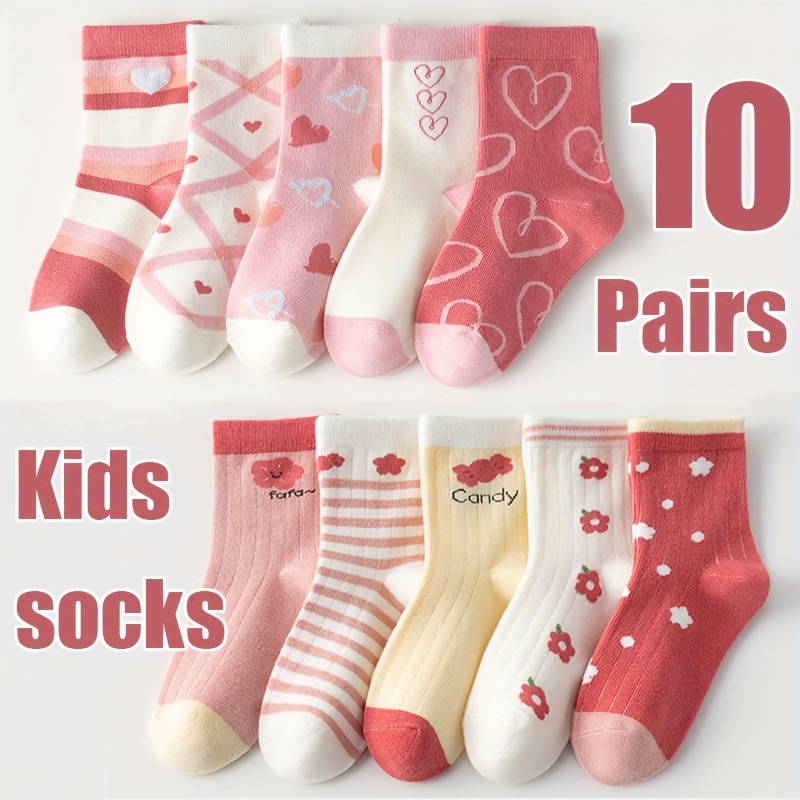  MINI PANDA Girls Socks Little Girl Socks Long Socks for Girls 9  Pairs (9 colors-B, 6-8 Years): Clothing, Shoes & Jewelry