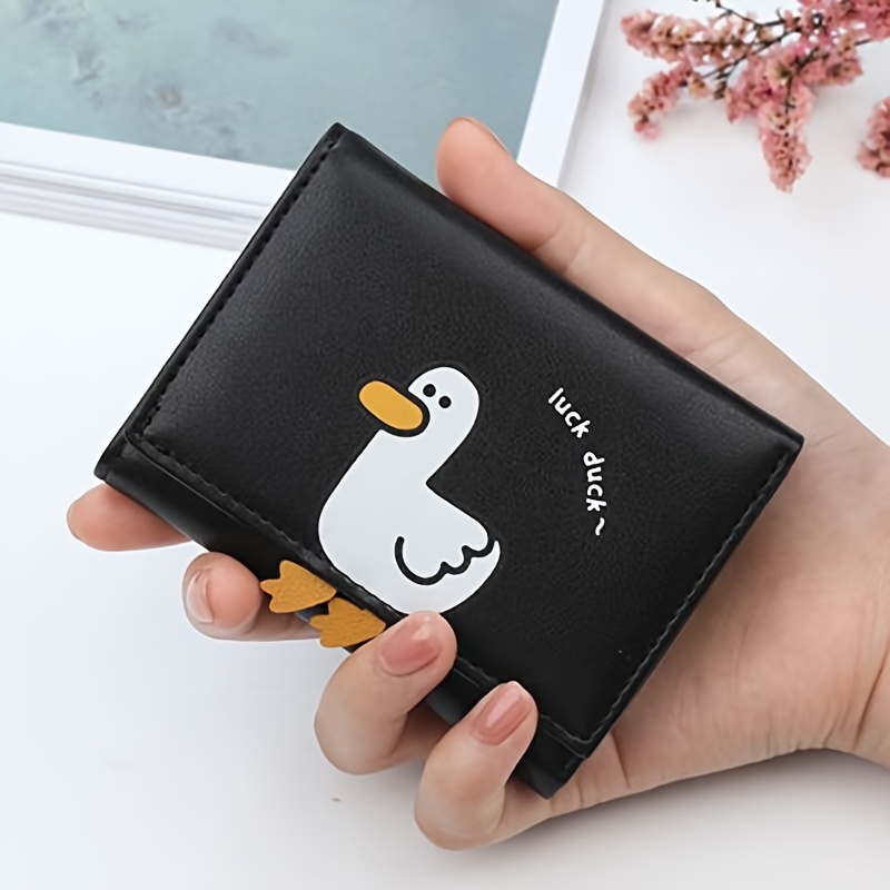 

Kawaii Cartoon Duck Pattern Short Wallet, Trifold Coin Purse, Casual Credit Card Case