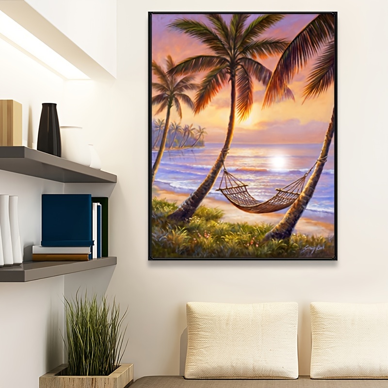 Beach Sunset Sunset Scenery Full Diamond Painting Kit 5d - Temu