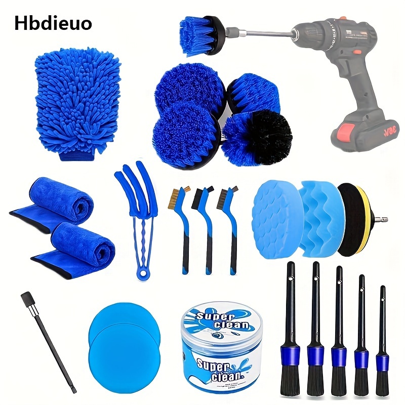 37pcs Electric Drill Brush Set With Sponge Polishing Discs, Household Cleaning  Brushes For Car, Home