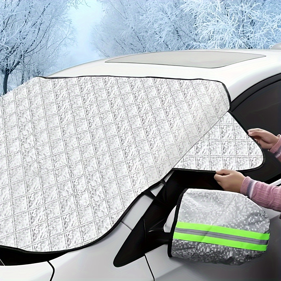 

All-season Windshield Padded Car Cover With Side Mirror Covers, Uv Sun Protection Frost, Snow, Dust And Storm Protection - Heat And Sun Protection