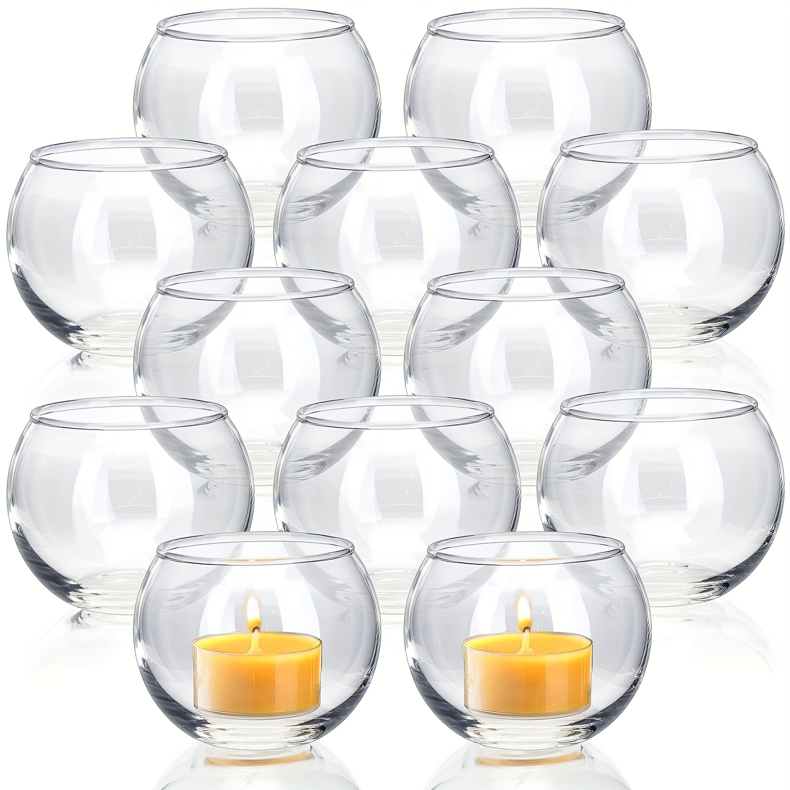 Portavelas 5 Brazos Candelabro Cristal Dorado Domensi 5 Brazos | 21.5 Pulgadas Con 12 Velas LED Té Velas LED Té Cálidas