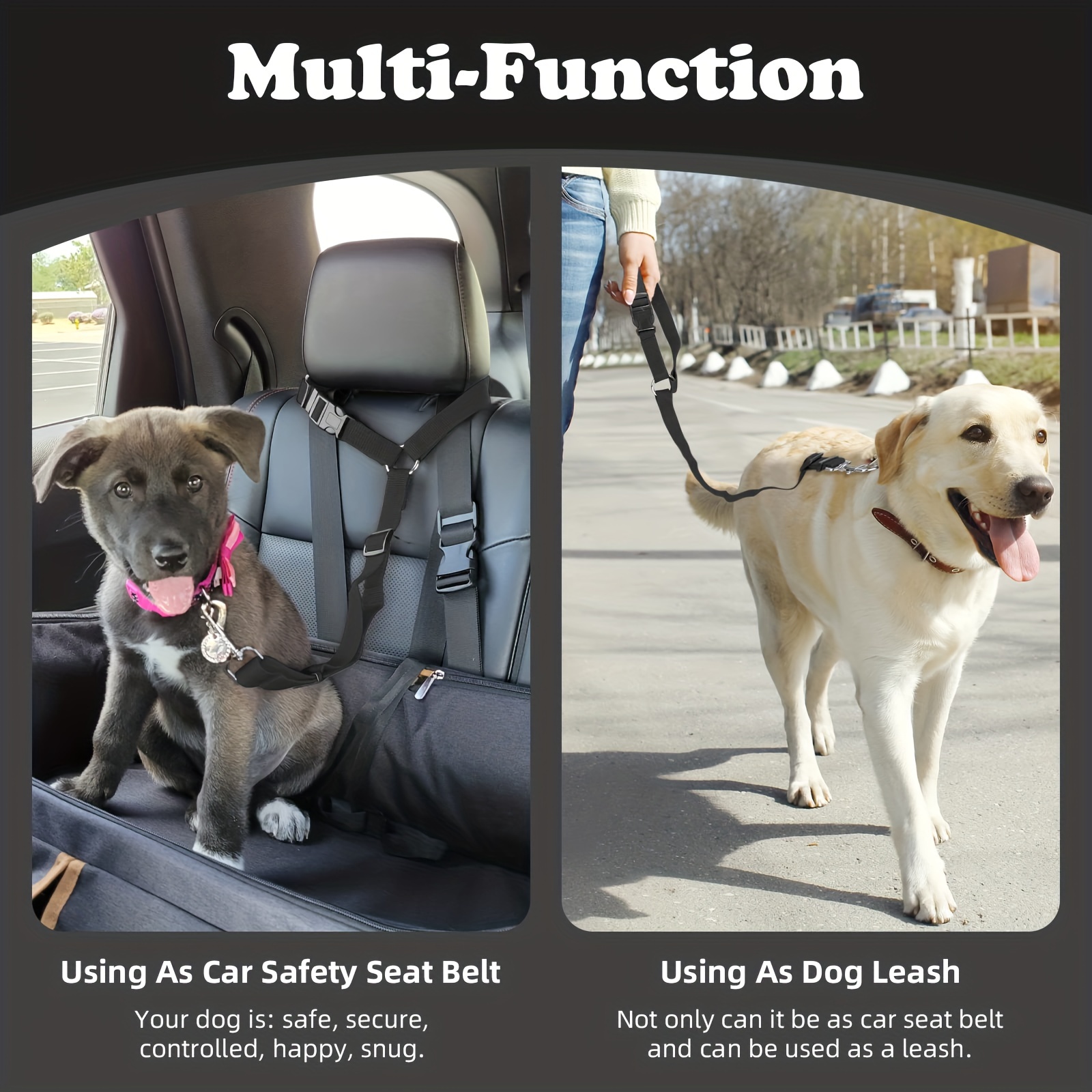 Cinturón Seguridad Ajustable Mascotas En Coche Perros Gatos - Temu