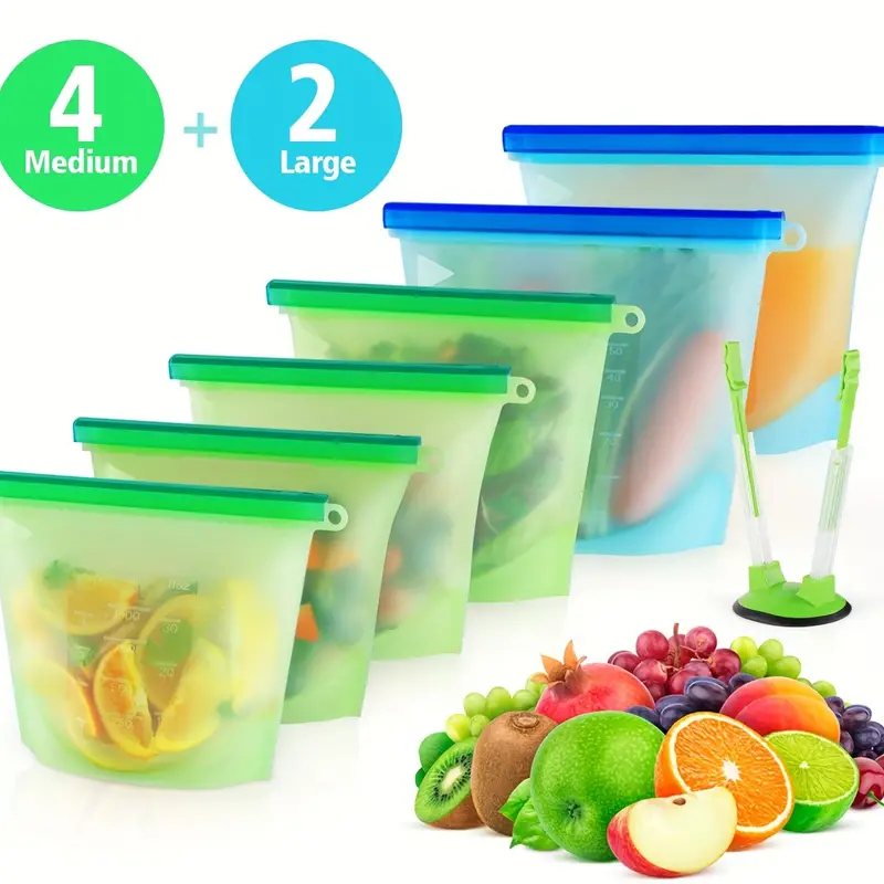 Kitchen Fruit And Vegetable Fresh-keeping Bags, Silicone Airtight Food  Storage Bags For Restaurants - Temu