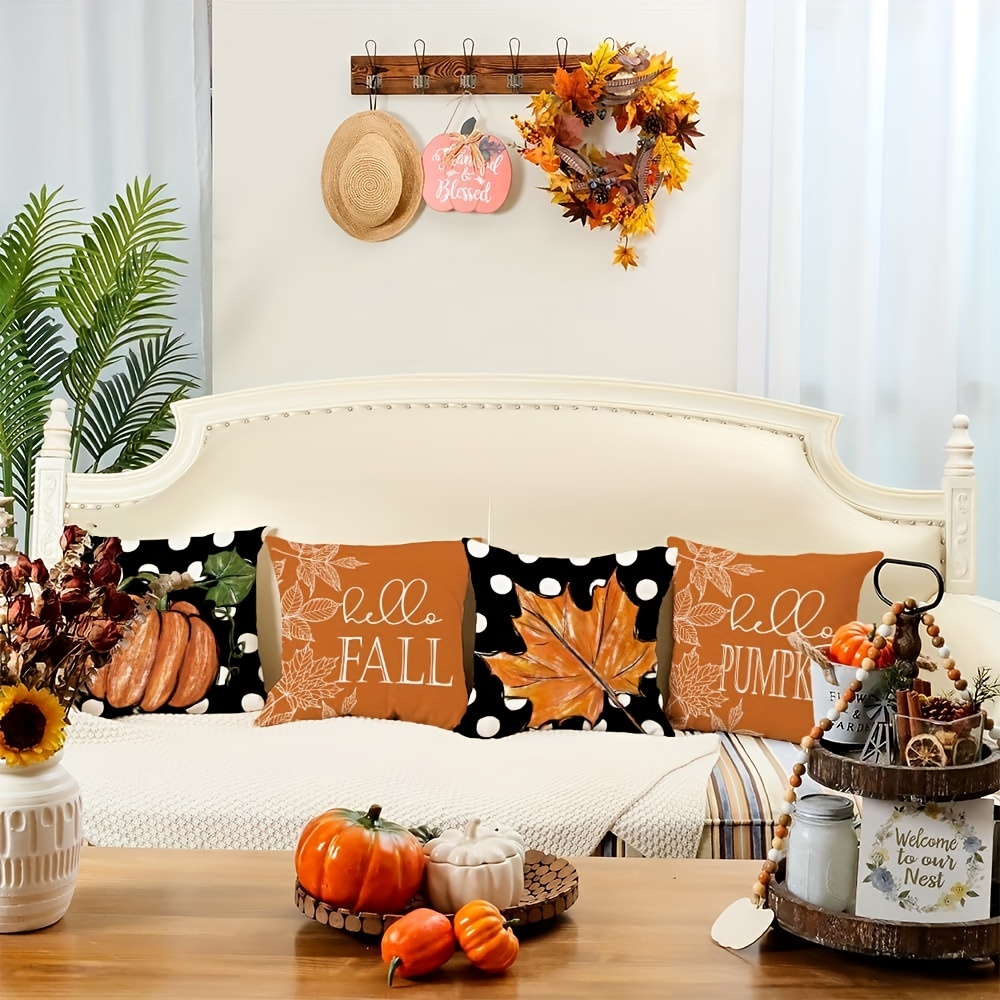 Fall Pillow Covers 18x18 Set of 4, Fall Decor Fall Pillows Decorative Throw