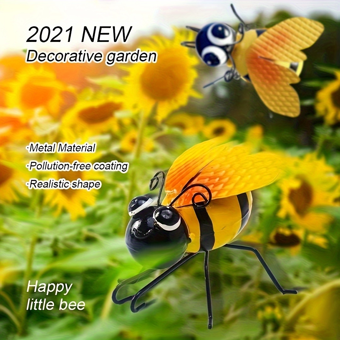 1pc, Metal Crafts Creative Bumble Bee, Bumble Bee Metal Sculpture, Garden  Bumble Bee Decor, Wall Hanging Decor, Garden Lawn Decor, Indoor Decor, Outdo