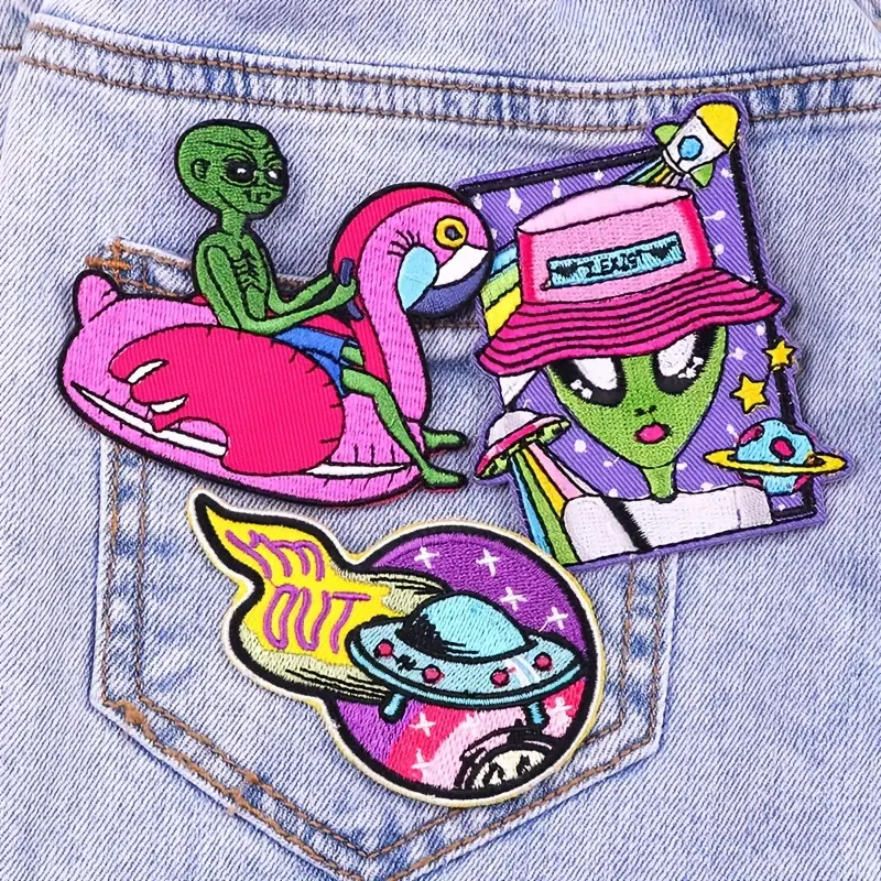 Space Ufo Stickers Aliens Patch Embroidered Patches For - Temu