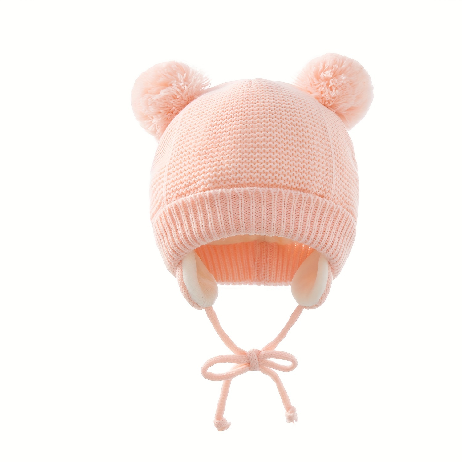 Kids Pom Pom Hat Fleece Girls Winter Beanie Hat Kids Beanie Hat, Pink