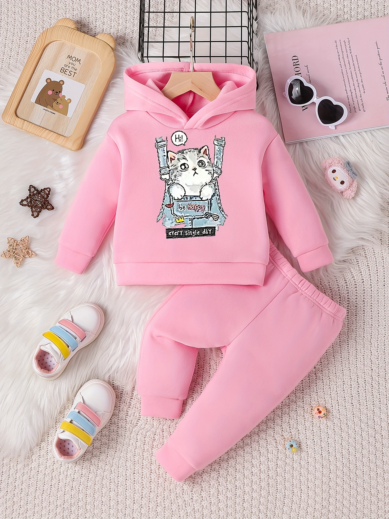 Baby Girls Cute Cartoon Cat Overalls Print Fashion Long - Temu