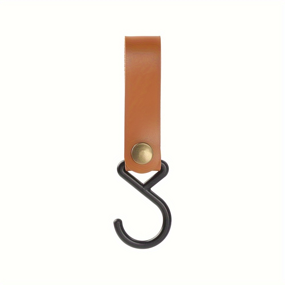 S Shape PU Leather Storage Hook Keychain for Camping