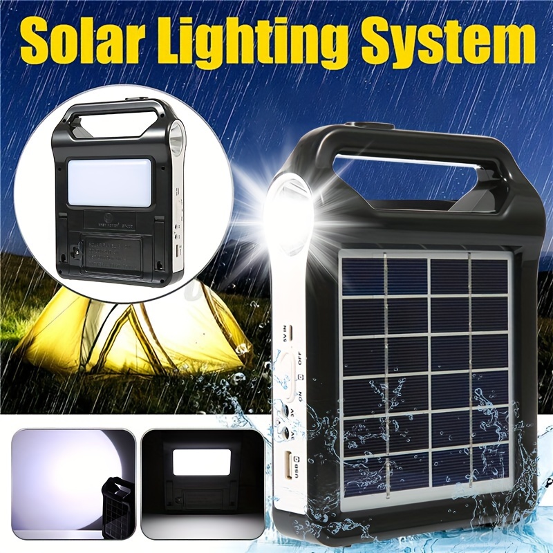 portable rechargeable solar panel power storage generator system usb charger with lamp home solar energy system kit for outdoor sports & outdoors temu