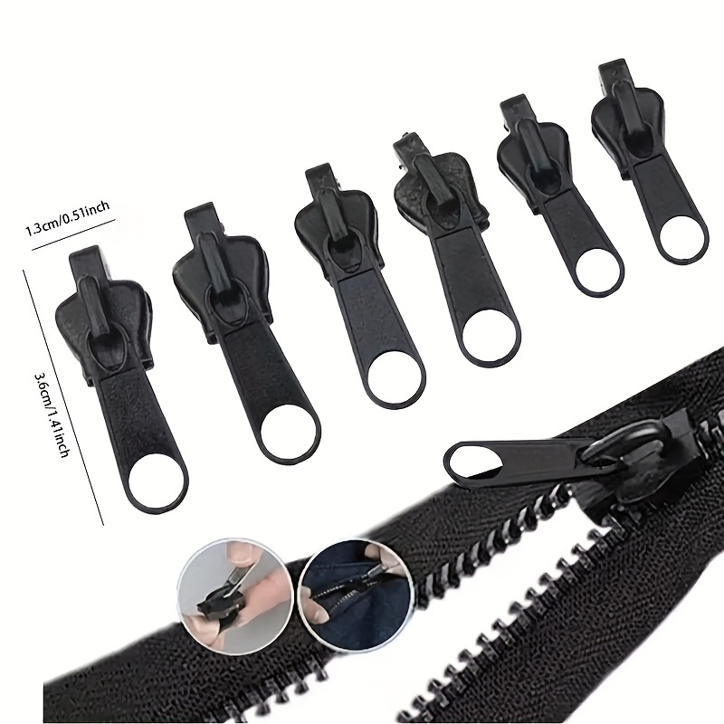 6 Pcs/Set Instant Zipper Universal Instant Fix Zipper Repair Replacement Zip  Slider Teeth Rescue Zipper Head Design for DIY Sew