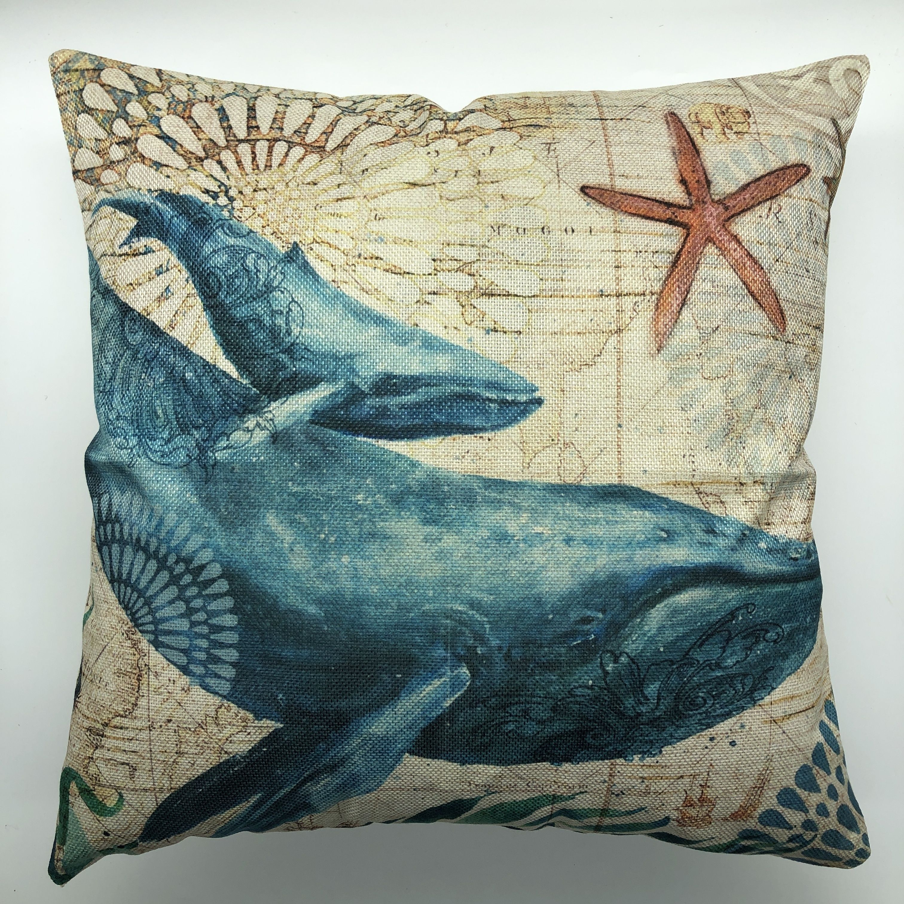 Ocean Theme Square Pillow Case Mediterranean Style Decorative