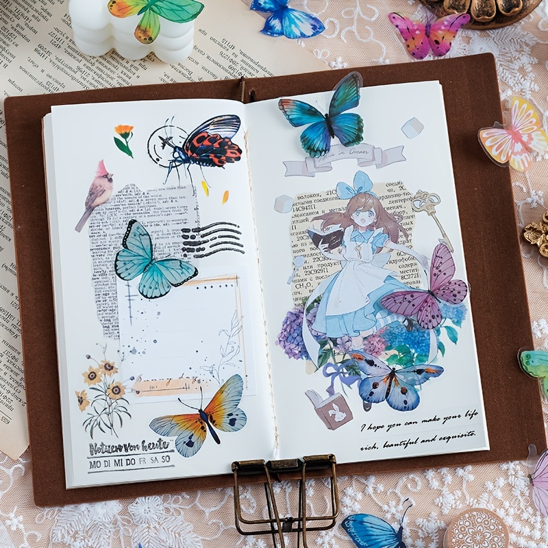  240 Pieces Butterfly Stickers PET Waterproof Transparent  Decorative Decals for Scrapbook Bullet Journal Planners Cards Envelopes  Water Bottles Resin DIY Crafts