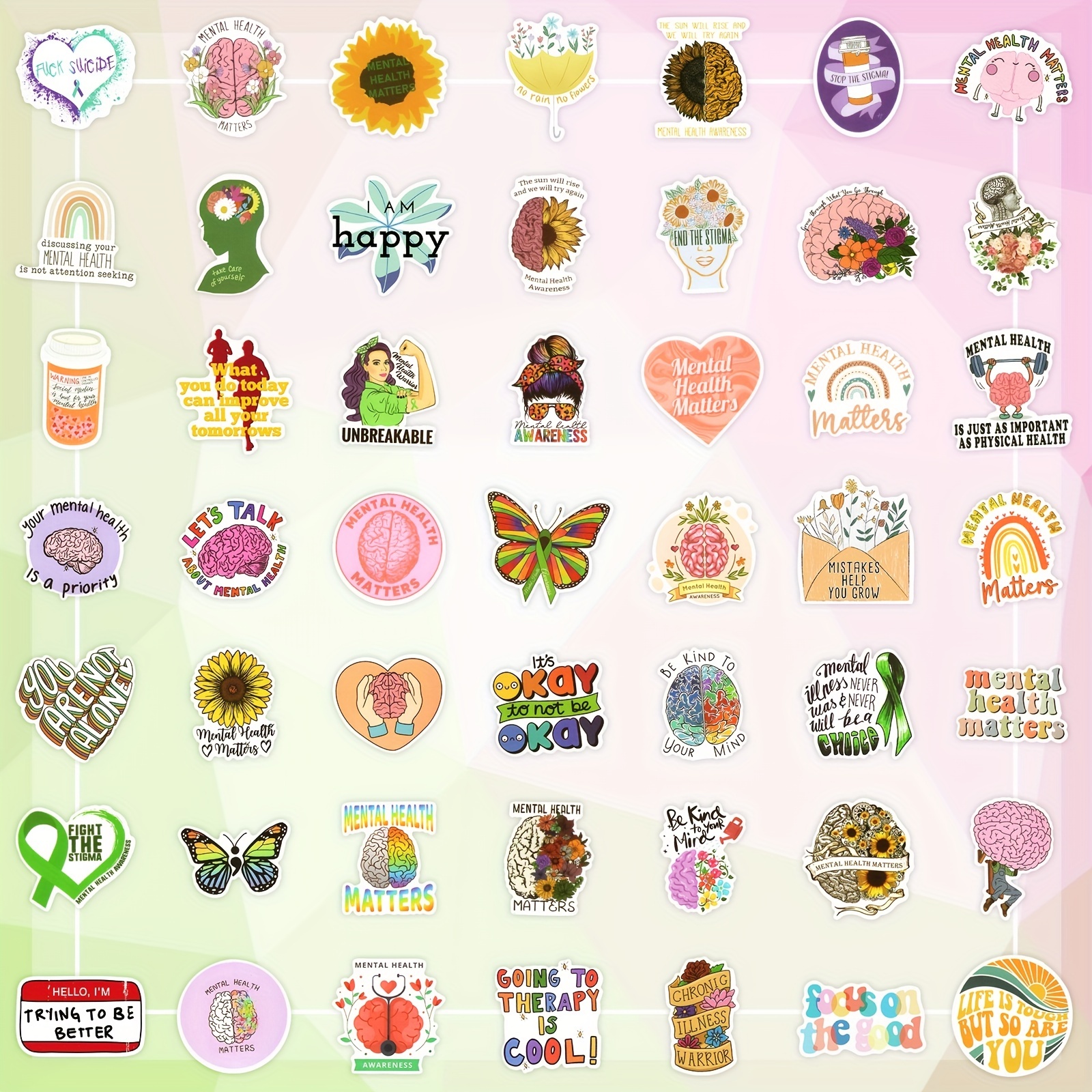 Mental Health Stickers, 250PCS Mental Health Awareness Items, Mental Health  Stickers Bulk for Water Bottles Laptop Adult Kids, Vinyl Gifts for  Therapists Mental Health 