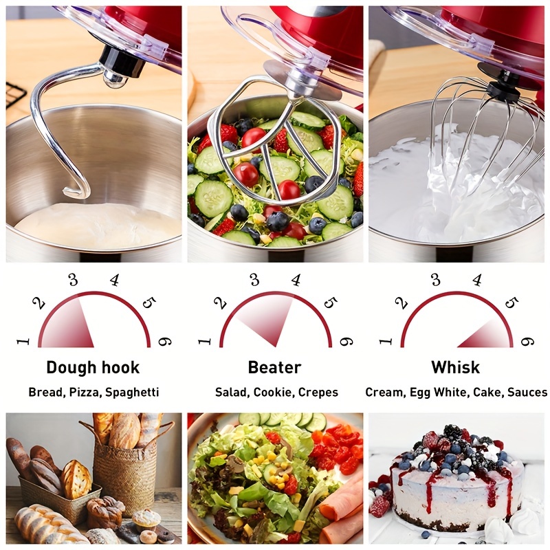 Fully Automatic Multi-functional Kitchen Electric Mixer, 4.5Qt Automatic  Dough Mixer, Home Whisk, Electric Food Mixer, Stand Mixer Cook MachineFully  A